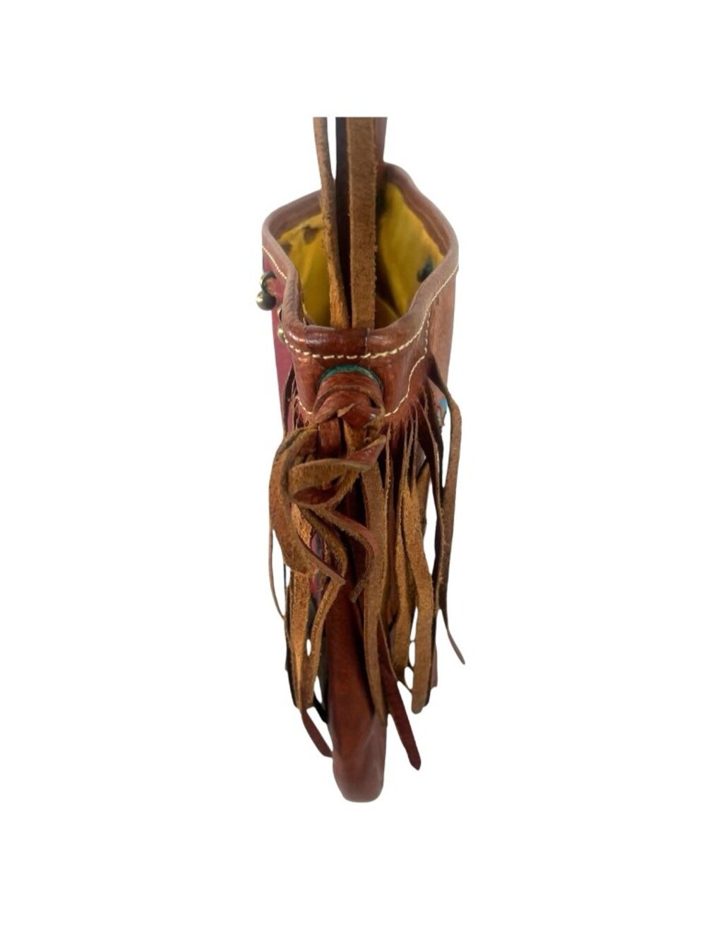 vtg 70's Felisi made in Italy crossbody messinger bag embroidered/fringe boho - Picture 12 of 13